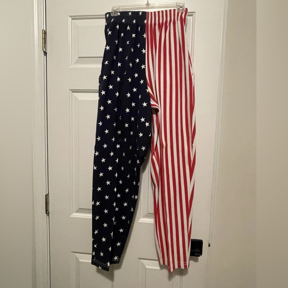 Vtg International Male 80s Pants Work Out Chef USA Flag Large